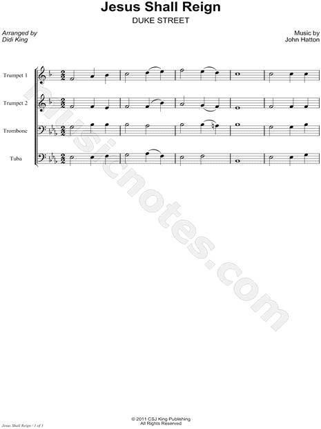 Jesus Shall Reign - Brass Score (Brass Quartet)