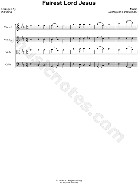 Fairest Lord Jesus - Score (String Quartet)