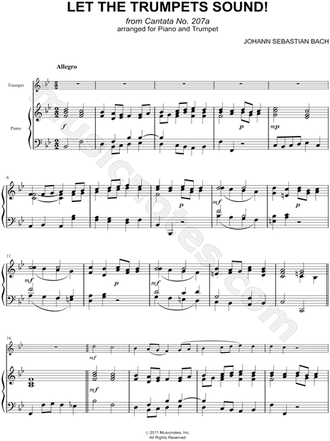 Let the Trumpets Sound! from Cantata No. 207a - Piano Accompaniment
