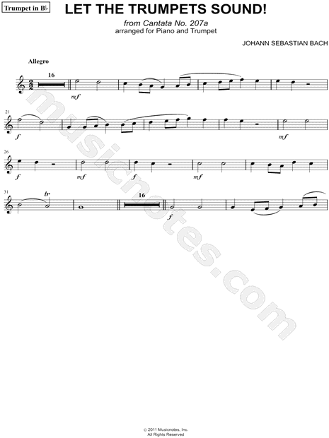 Let the Trumpets Sound! from Cantata No. 207a - Bb Trumpet Part