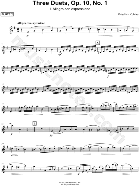 Three Duets, Op. 10, No. 1: I. Allegro Con Espressione - Flute 2