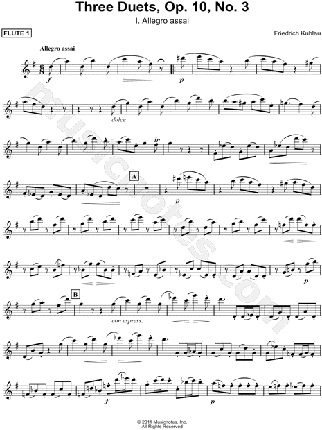 Three Duets, Op. 10, No. 3: I. Allegro Assai - Flute 1