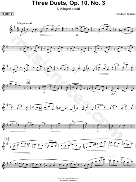Three Duets, Op. 10, No. 3: I. Allegro Assai - Flute 2