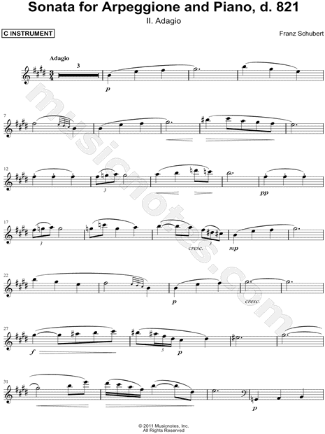 Sonata for Arpeggione and Piano, d. 821: II. Adagio - Solo part