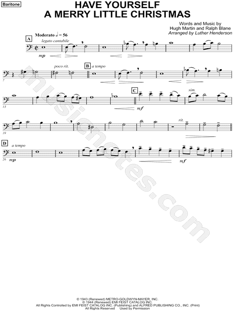 Have Yourself a Merry Little Christmas - Baritone part (Brass Quintet)