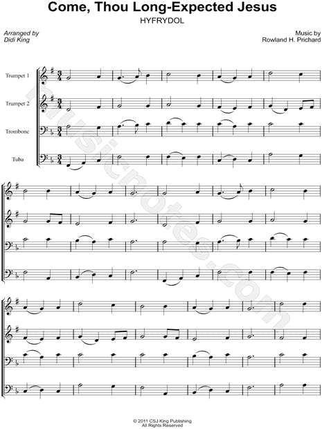 Come, Thou Long- Expected Jesus - Score (Brass Quartet)