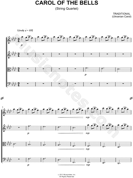 Carol of the Bells - String Quartet Score