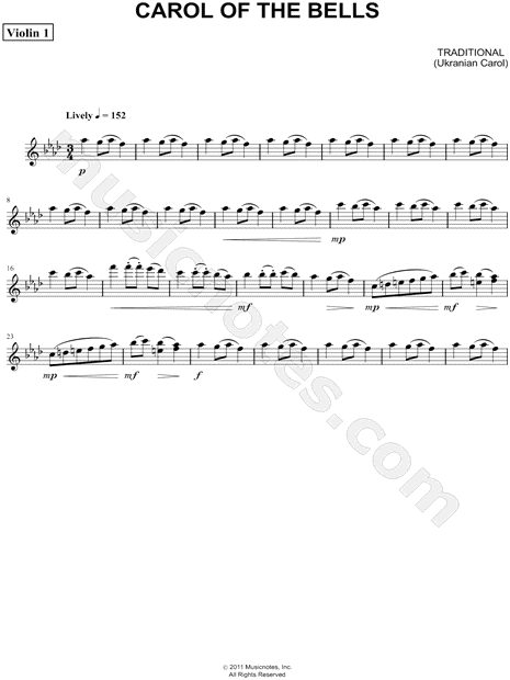 Carol of the Bells - Violin 1 (String Quartet)