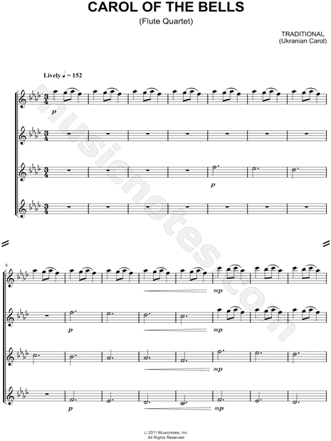 Carol of the Bells - Flute Quartet Score