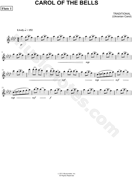 Carol of the Bells - Flute 1 (Flute Quartet)