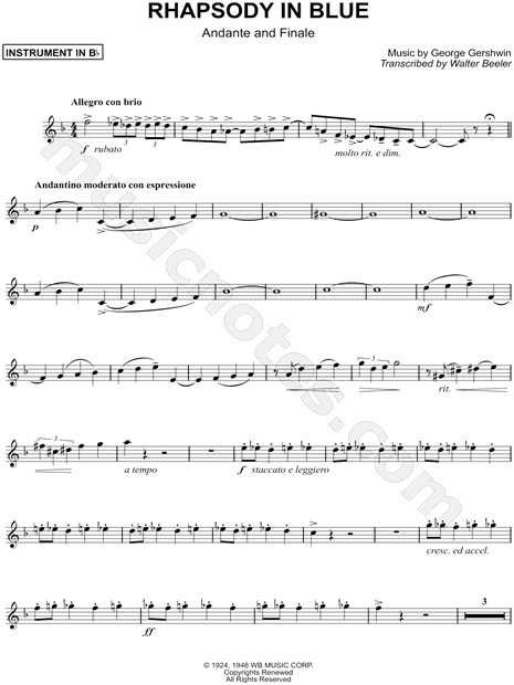 Rhapsody in Blue (Andante & Finale) - Bb Instrument