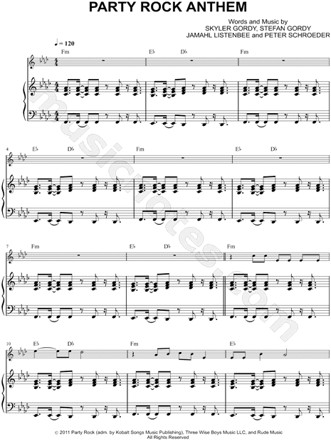 Party Rock Anthem - Piano Accompaniment