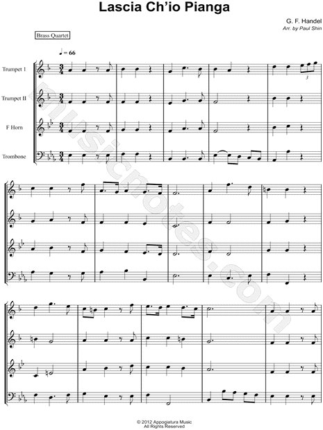 Lascia Ch'io Pianga - Score (Brass Quartet)