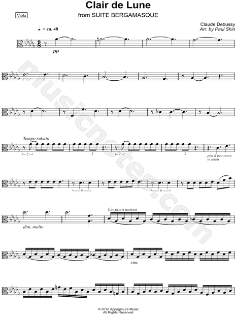 Clair de lune - Viola (String Quartet)