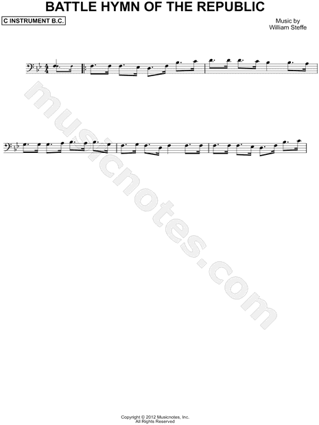Battle Hymn of the Republic - Bass Clef Instrument