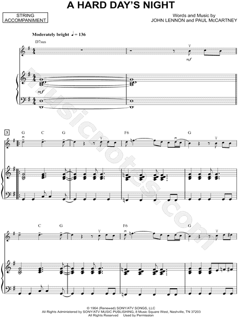 A Hard Day's Night - Piano Accompaniment (Strings)