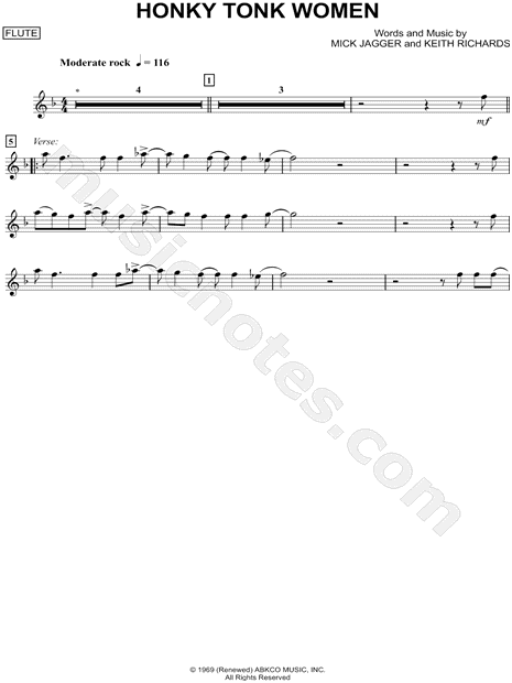 Honky Tonk Women - Flute