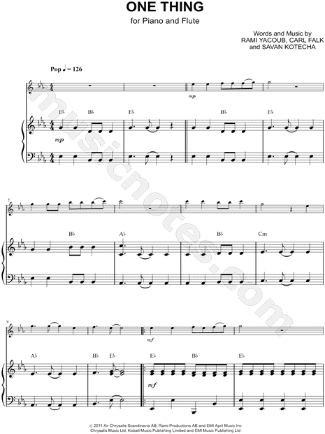 One Thing - Piano Accompaniment (Flute)