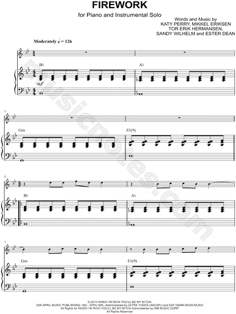 Firework - Piano Accompaniment