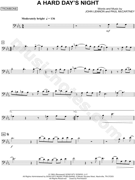 A Hard Day's Night - Trombone