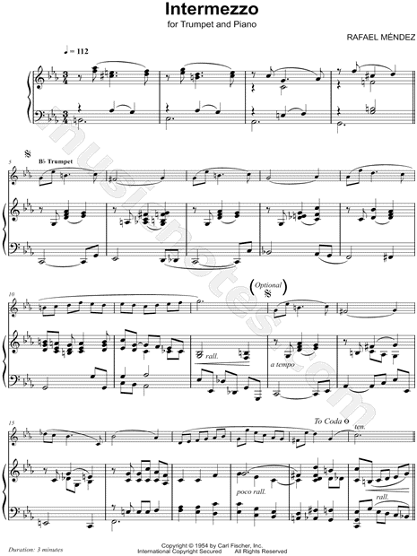 Intermezzo for Trumpet & Piano - Piano Accompaniment