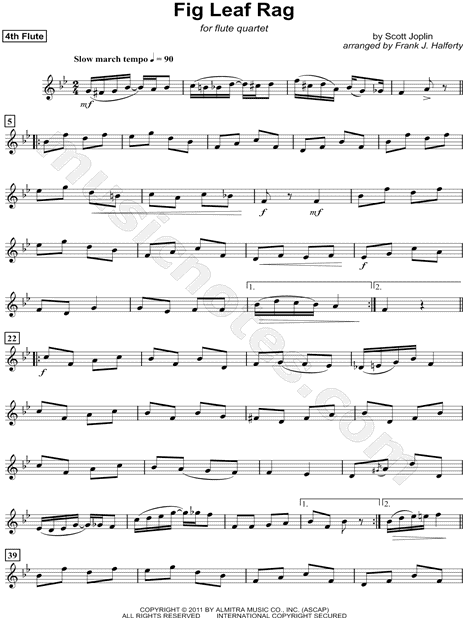 Fig Leaf Rag - Flute 4 (Flute Quartet)