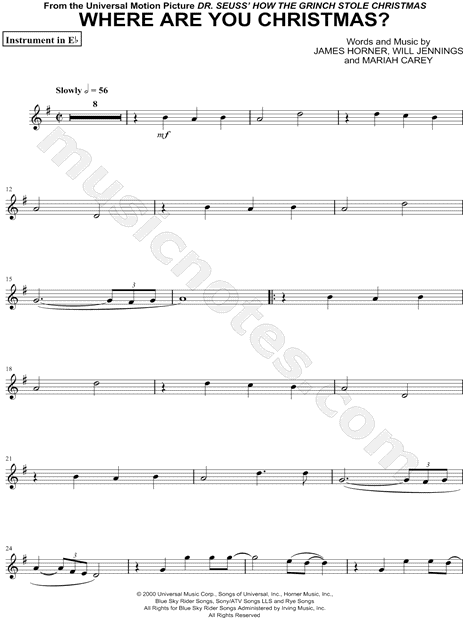 Where Are You Christmas? - Eb Instrument