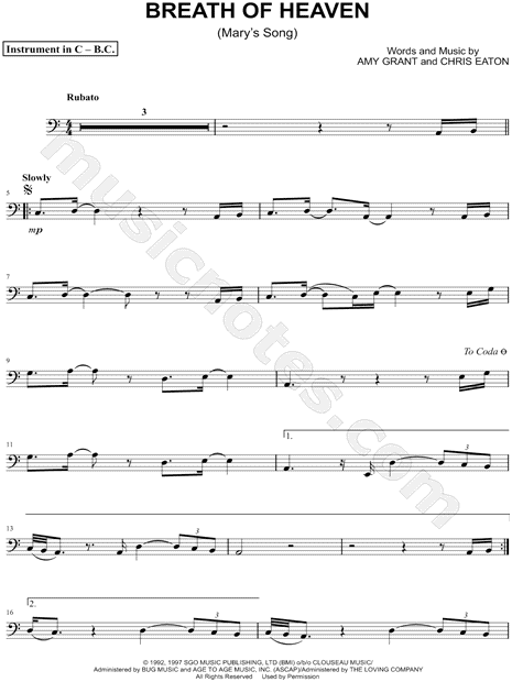 Breath of Heaven (Mary's Song) - Bass Clef Instrument