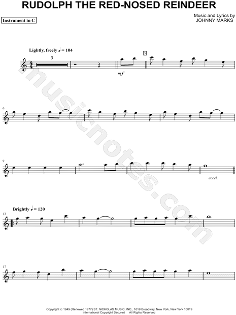 Rudolph the Red-Nosed Reindeer - C Instrument