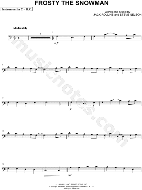 Frosty the Snowman - Bass Clef Instrument