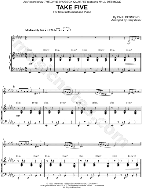 Take Five - Piano Accompaniment