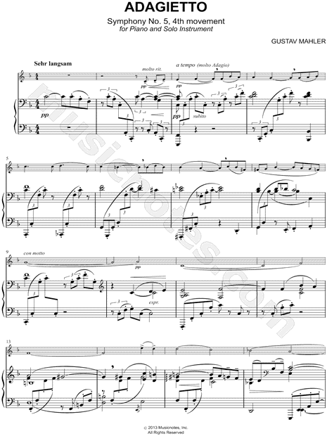 Adagietto (excerpt) - Piano Accompaniment