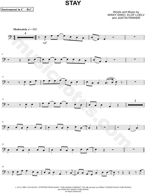 Stay - Bass Clef Instrument