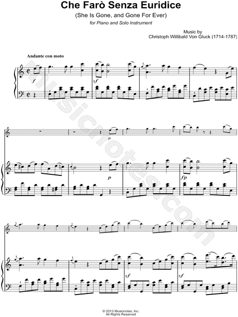 Che Farò Senza Euridice - Piano Accompaniment