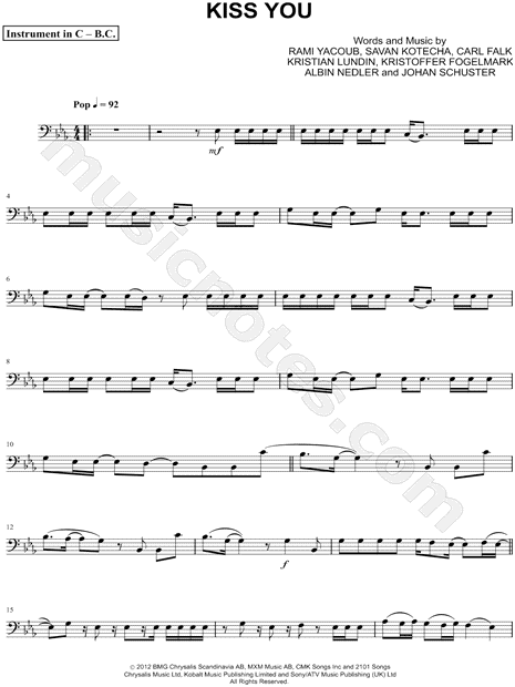 Kiss You - Bass Clef Instrument