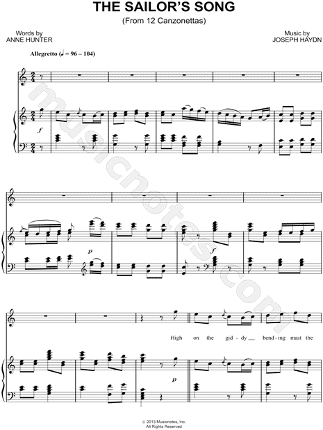 The Sailor's Song (from 12 Canzonettas)