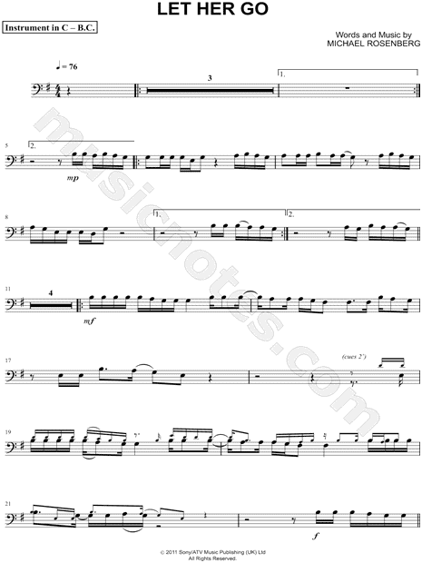 Let Her Go - Bass Clef Instrument