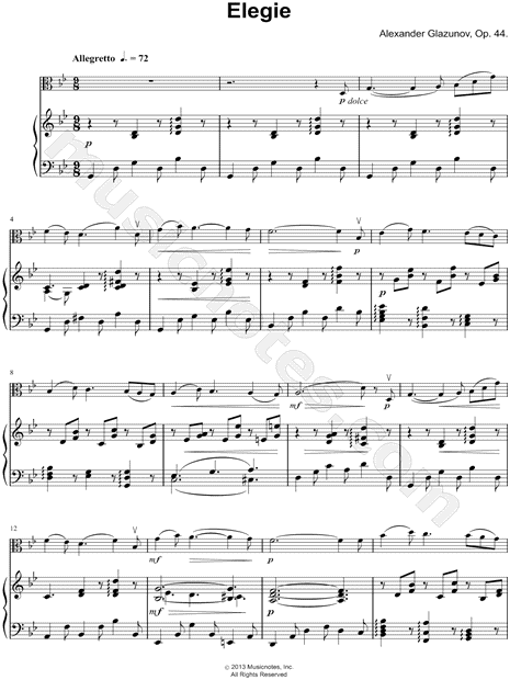 Elegie in G minor, Op. 44 - Piano Accompaniment