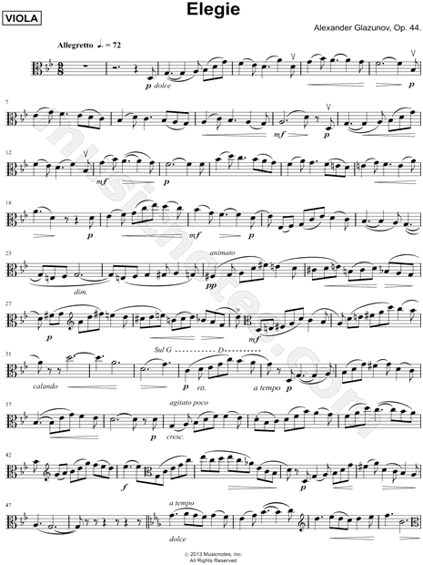 Elegie in G Minor, Op. 44 - Viola