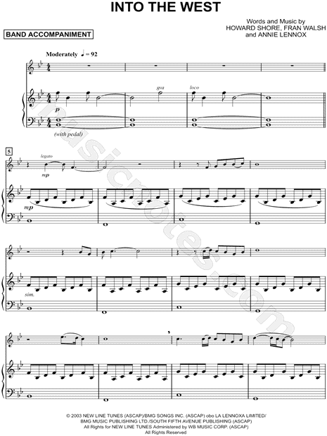 Into the West - Piano Accompaniment (Winds)