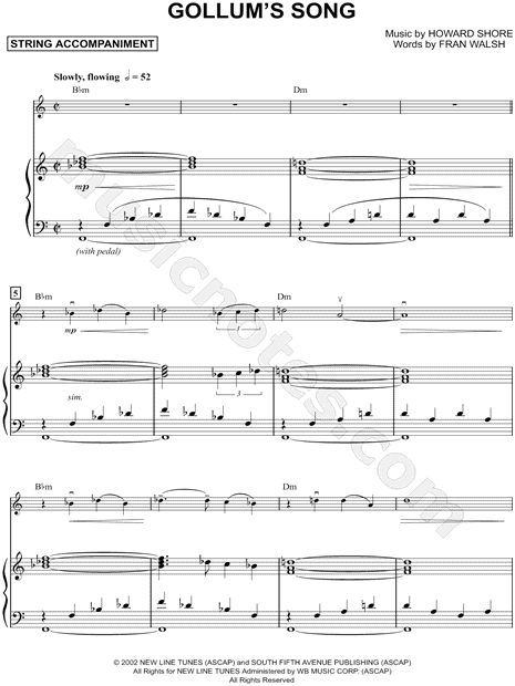 Gollum's Song - Piano Accompaniment (Strings)