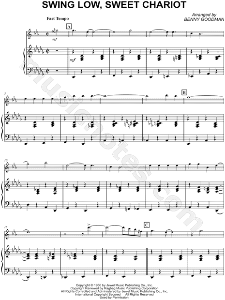 Swing Low, Sweet Chariot - Piano Accompaniment (Clarinet)