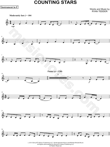 Counting Stars - F Instrument