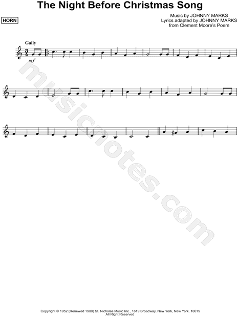 The Night Before Christmas Song