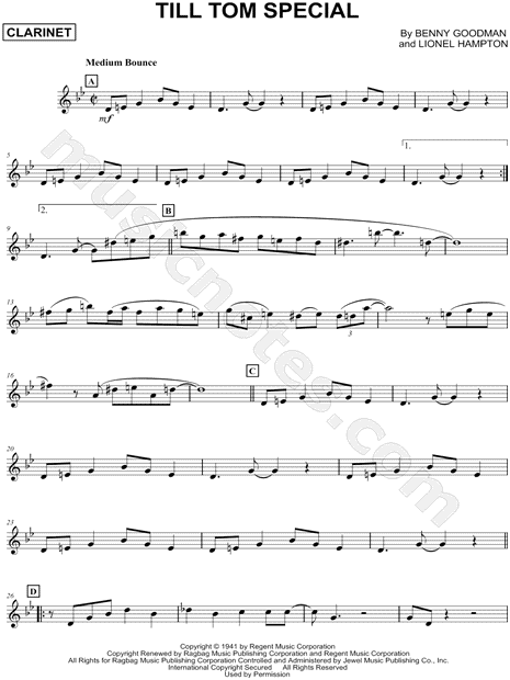 Till Tom Special - Clarinet