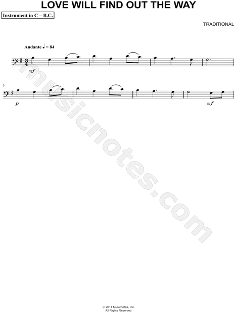 Love Will Find Out the Way - Bass Clef Instrument