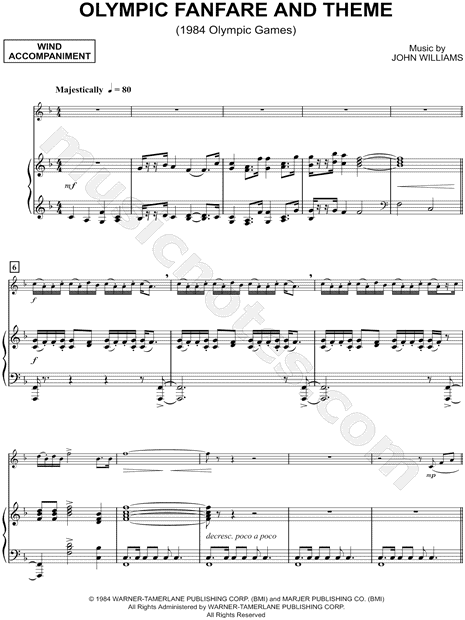 Olympic Fanfare and Theme - Piano Accompaniment (Winds)