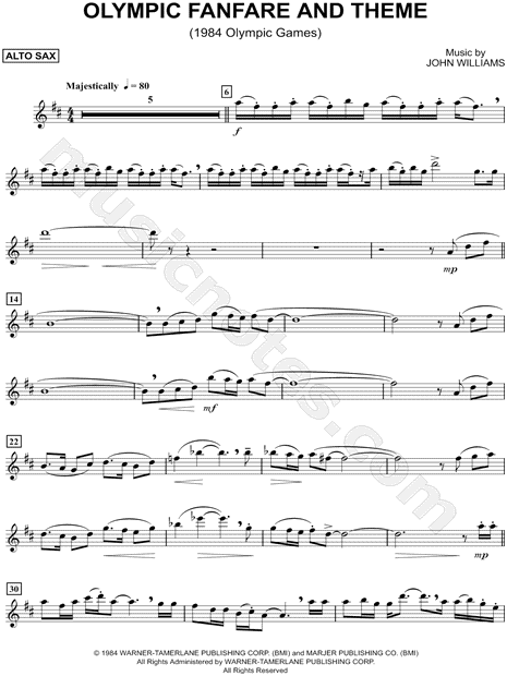 Olympic Fanfare and Theme - Alto Saxophone