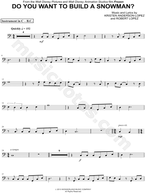 Do You Want to Build a Snowman? - Bass Clef Instrument