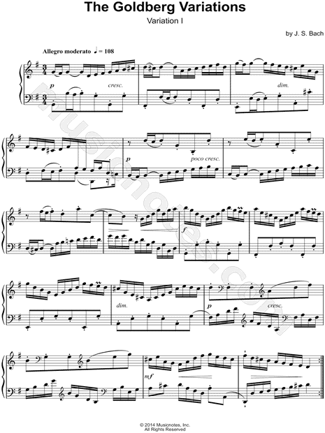 The Goldberg Variations, BWV 988: Variation I